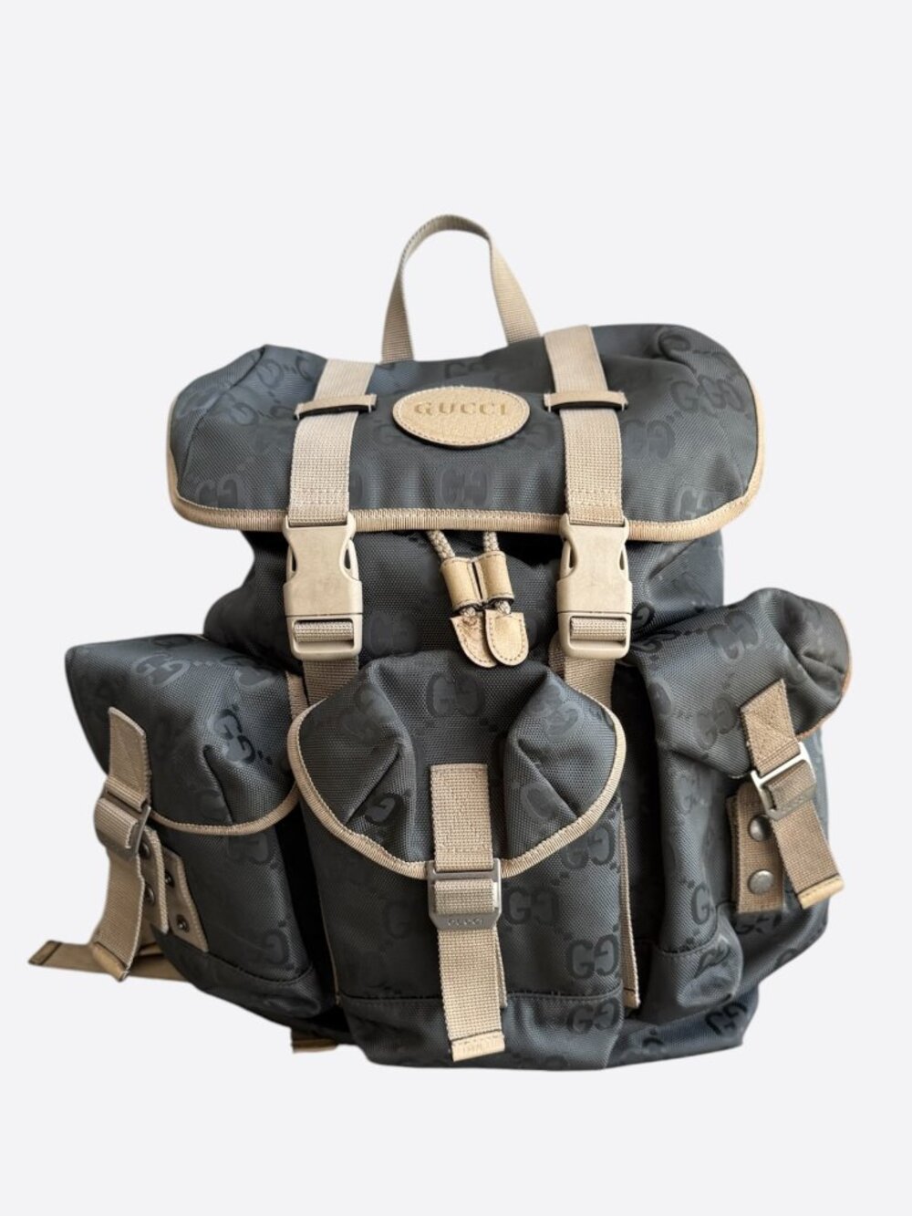 Gucci Black & Tan Supreme GG Monogram Off The Grid Backpack